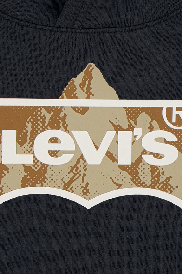 Мальчик Levi's кофта с капюшоном для детей с хлопком TALLEST PEAK BATWING HOODI 9ER743 чёрный