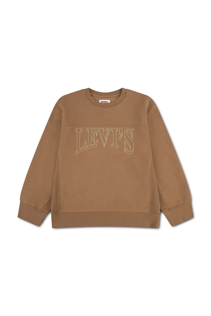 Levi's μπλούζα παιδική με βαμβάκι VINTAGE COLLEGIATE CREWNECK καφέ 9ER338