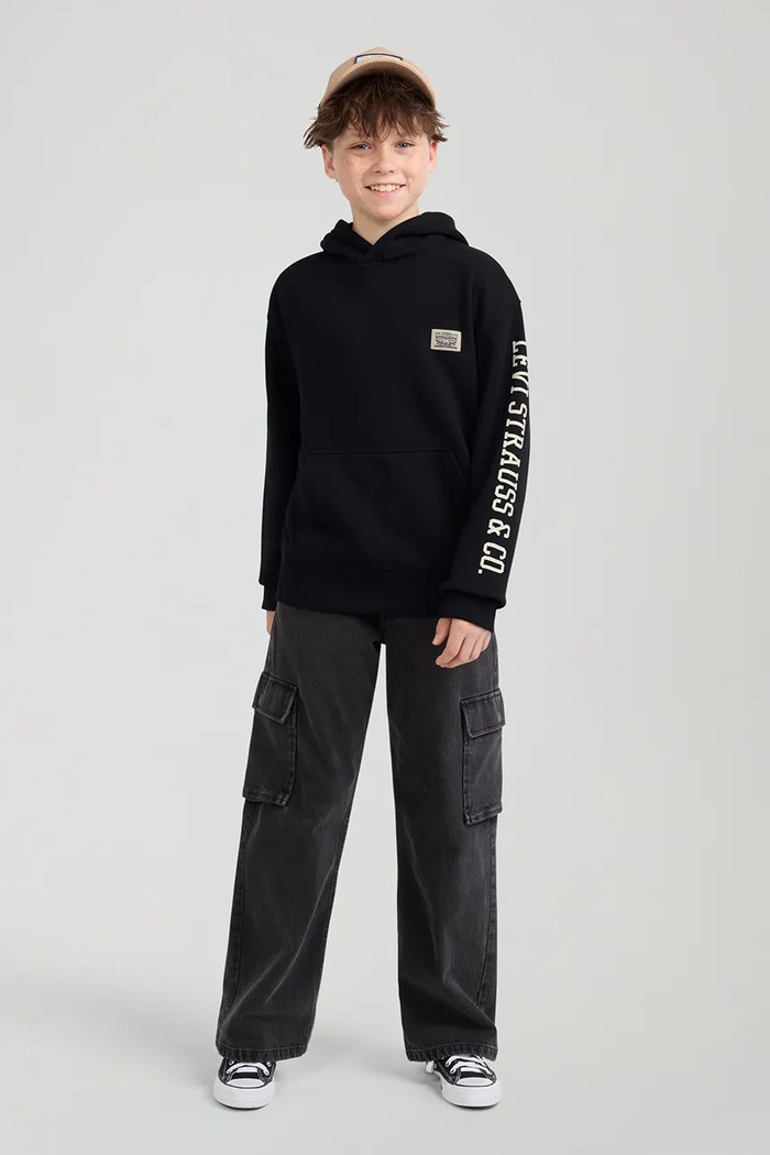 Levi's bluza dziecięca z bawełną SLEEVE HIT HOODIE czarny 9EL152