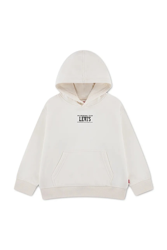 Levi's Dukserica sa kapuljačom za djecu s pamukom REV THE ENGINE HOODIE bež 8ER331
