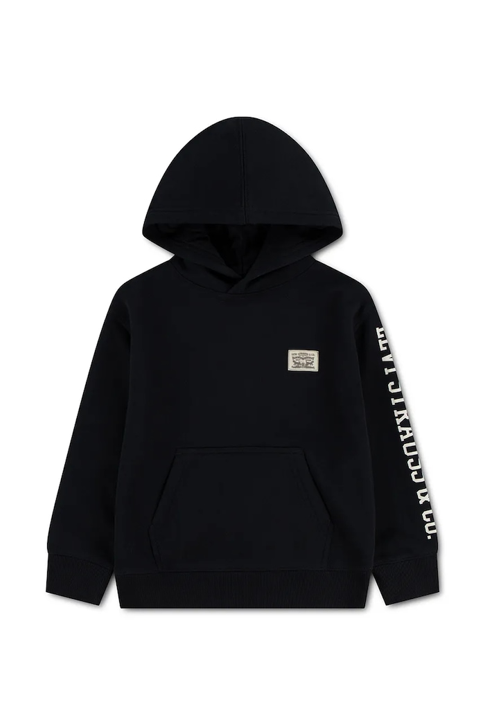 Levi's mikina dětská s bavlnou SLEEVE HIT HOODIE černá 8EL152