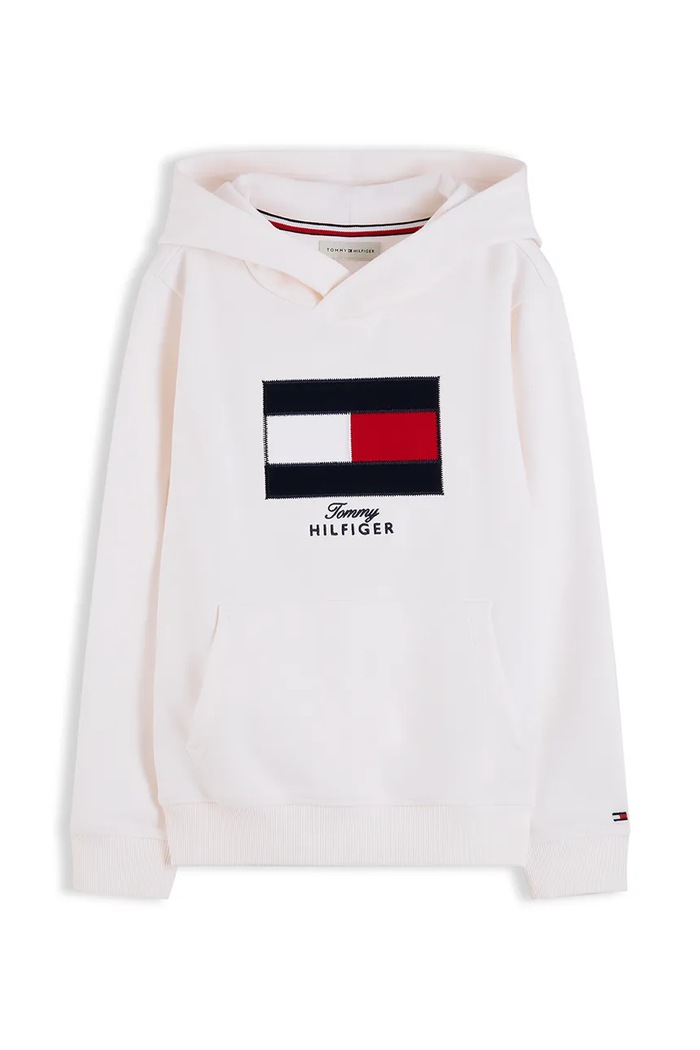 Tommy Hilfiger Bluza z kapturem dziecięca bawełniana z elastanem KB0KB10638.98.122.9BY2 biały AW26