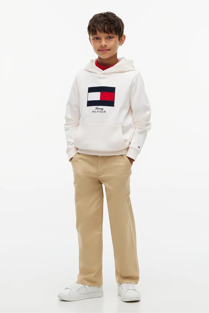 Bluza z kapturem dziecięca bawełniana z elastanem Tommy Hilfiger KB0KB10638.98.122.9BY2 biały