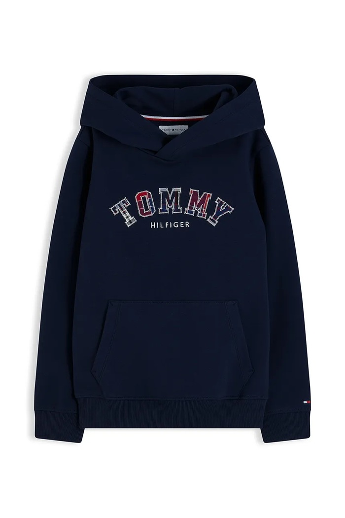Tommy Hilfiger Bluza z kapturem dziecięca bawełniana z elastanem granatowy KB0KB10638.98.122.9BY2