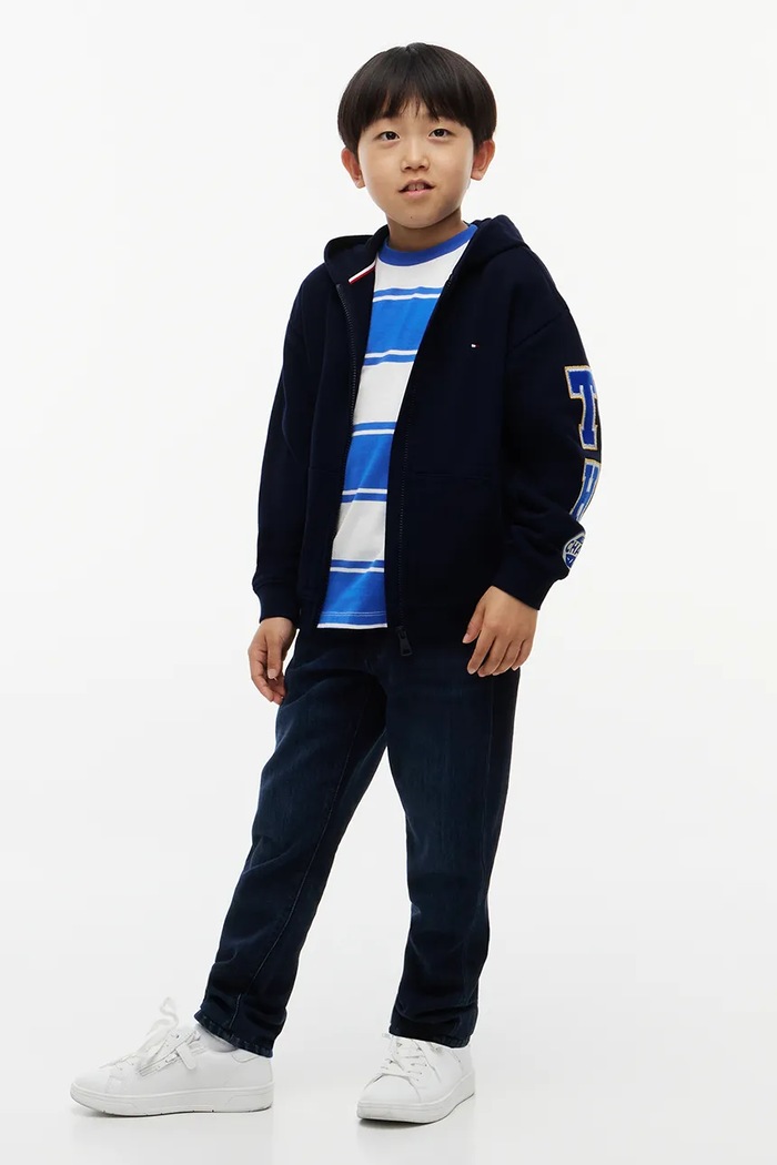 Tommy Hilfiger bluza rozpinana z kapturem dziecięca bawełniana granatowy KB0KB10632.9BY2