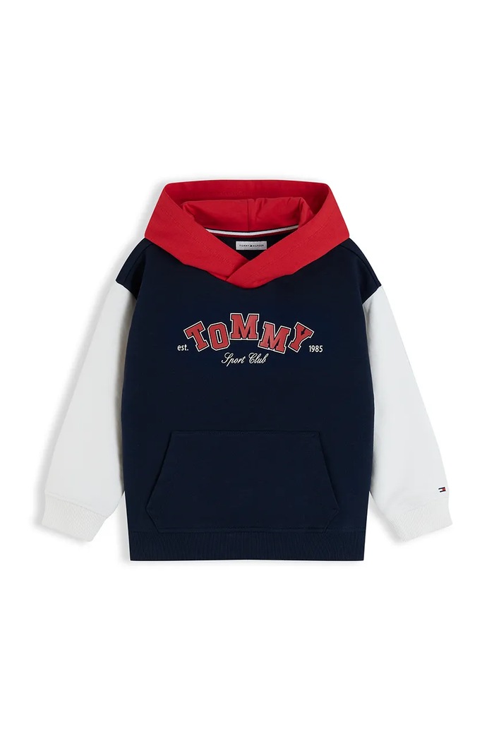 Tommy Hilfiger bluza z kapturem dziecięca z bawełną KB0KB10721.9BY2 granatowy AW26