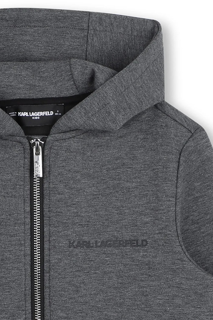 Суичър с цип и качулка за деца Karl Lagerfeld Z31374.114.150 сив
