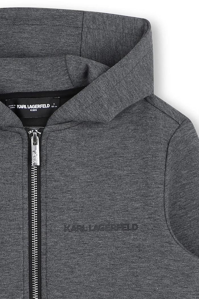 Суичър с цип и качулка за деца Karl Lagerfeld Z31374.114.150 сив