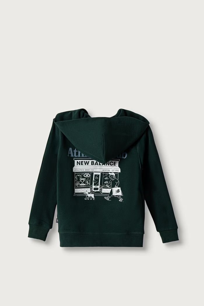 New Balance Bluza rozpinana z kapturem dziecięca bawełniana YT62B668 zielony AW26