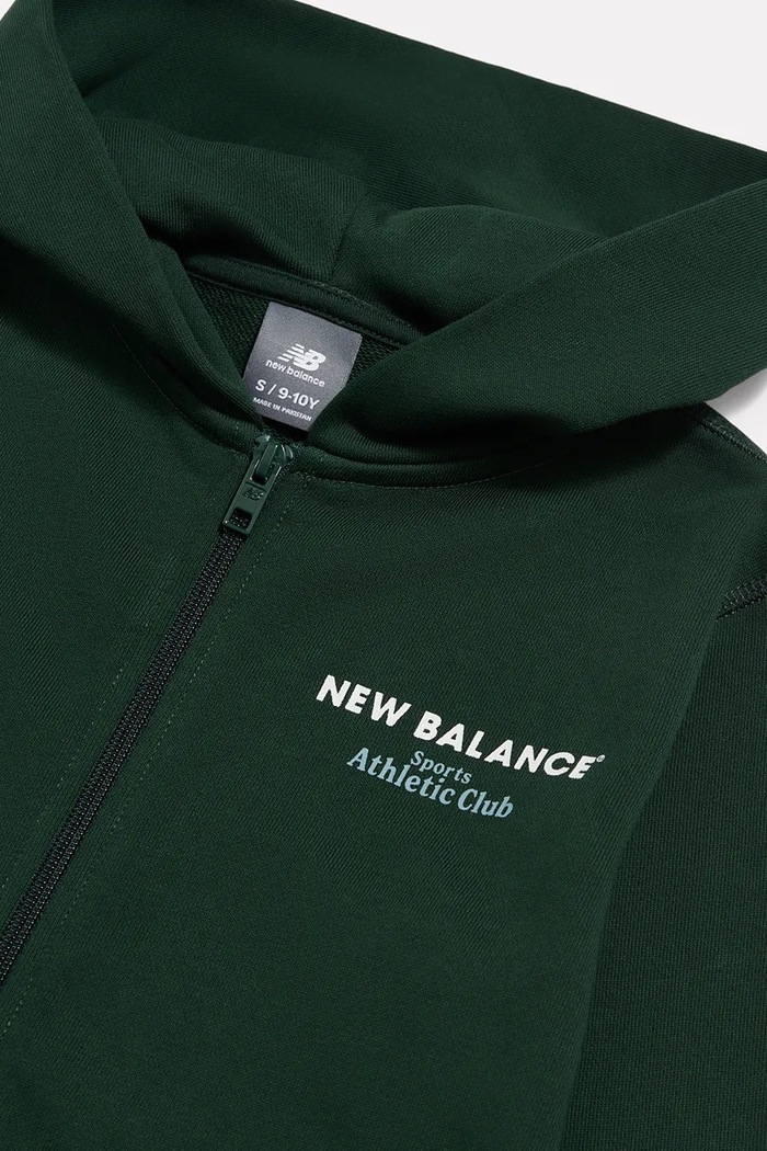 Bluza rozpinana z kapturem dziecięca bawełniana New Balance YT62H3R3 zielony