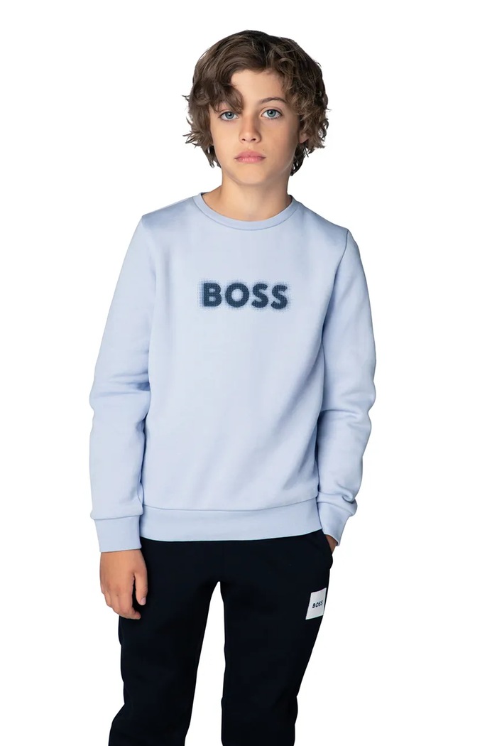 BOSS Bluza dziecięca z bawełną niebieski J53395.114.150