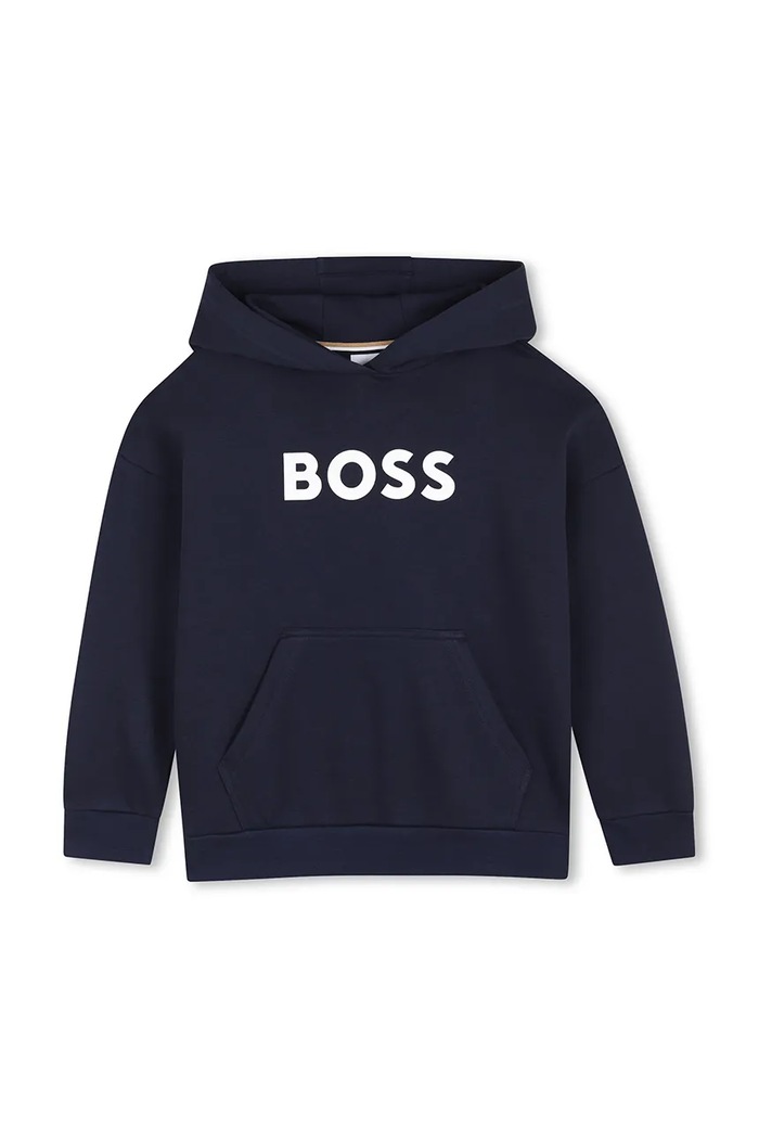 BOSS Mikina s kapucí dětská s bavlnou námořnická modř J53396.114.150