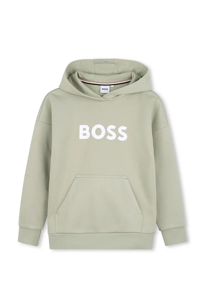 BOSS Mikina s kapucí dětská s bavlnou J53396.162.174 zelená AW26
