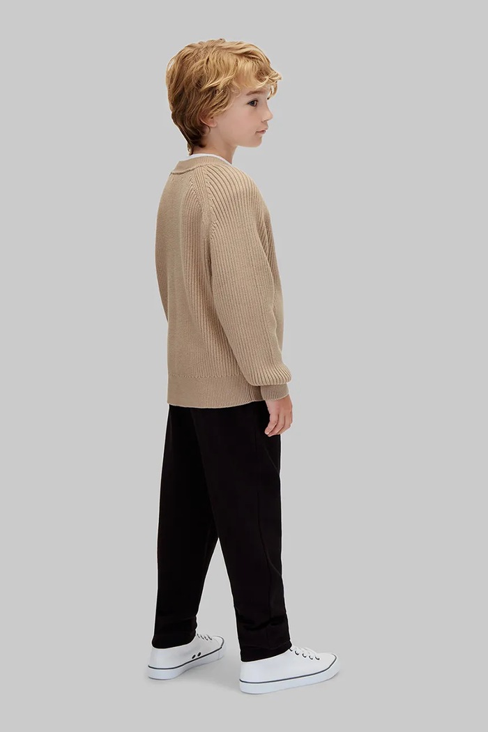 Calvin Klein Jeans sweter dziecięcy bawełniany beżowy LVCKFJF01B.9BY2