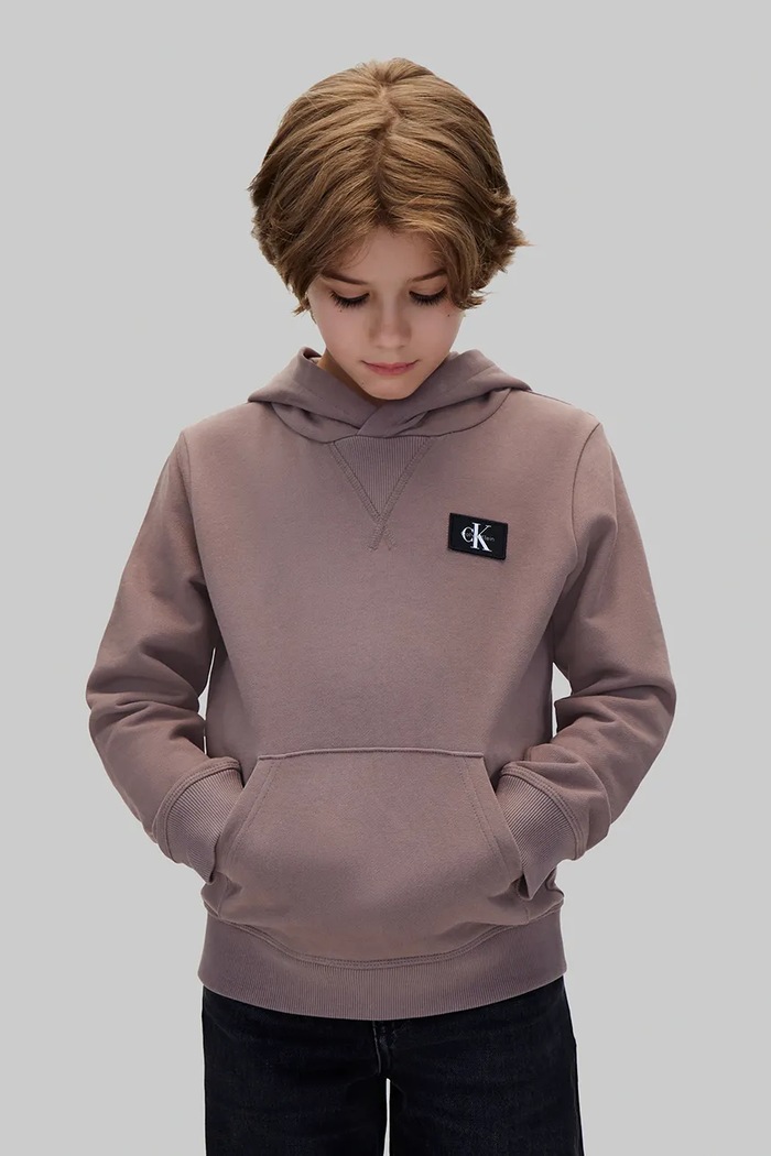 Calvin Klein Jeans Hanorac cu glugă pentru copii din bumbac maro LVCKTJB39B.9BY2