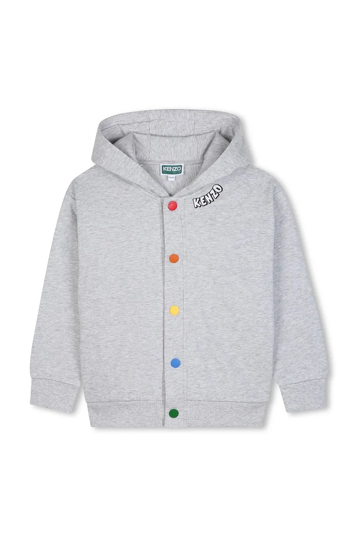 Kenzo bluza rozpinana z kapturem dziecięca bawełniana K61927.162 szary AW26