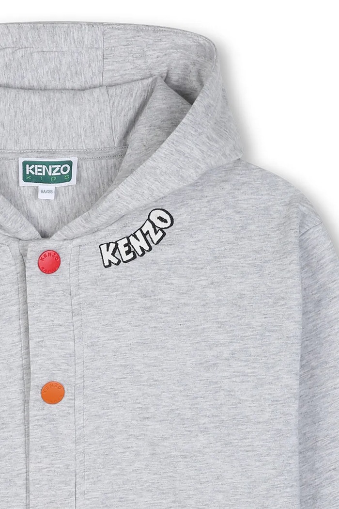 Kenzo bluza rozpinana z kapturem dziecięca bawełniana szary K61927.162