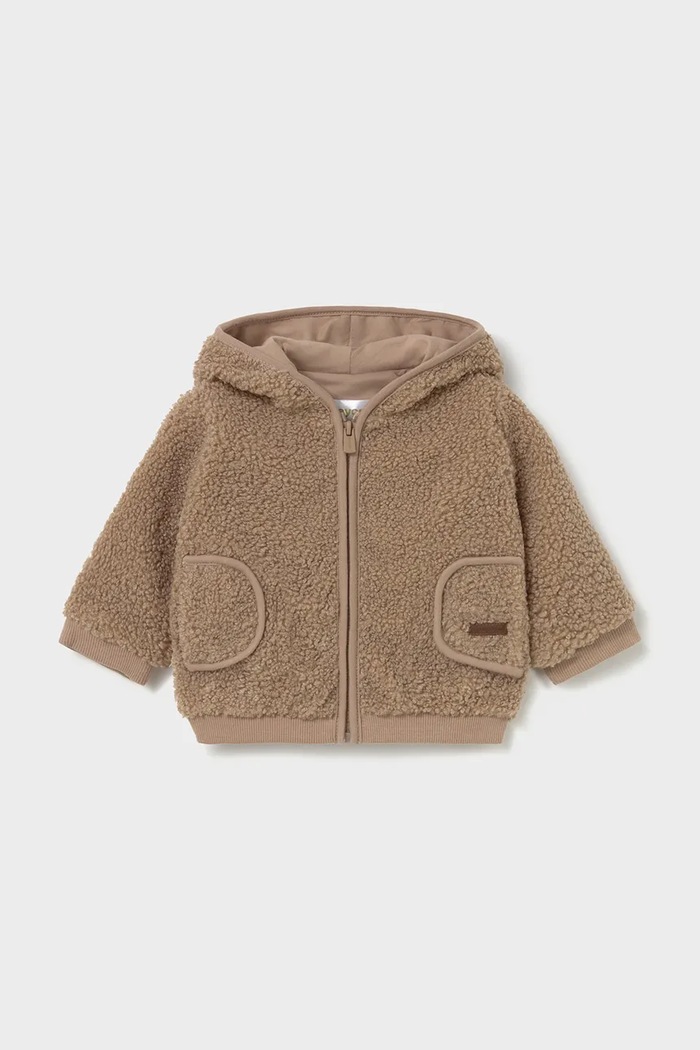 Mayoral Newborn Bluza rozpinana z kapturem dziecięca polarowa brązowy 2404.1J.Newborn.9BY2