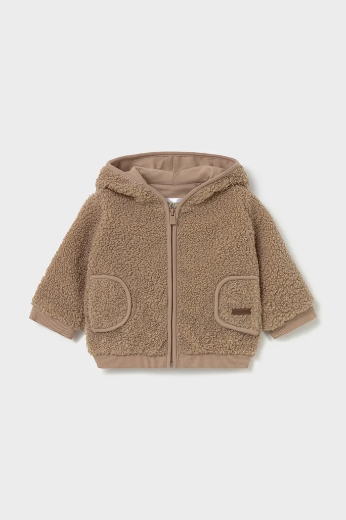 Mayoral Newborn Bluza rozpinana z kapturem dziecięca polarowa brązowy 2404.1J.Newborn.9BY2