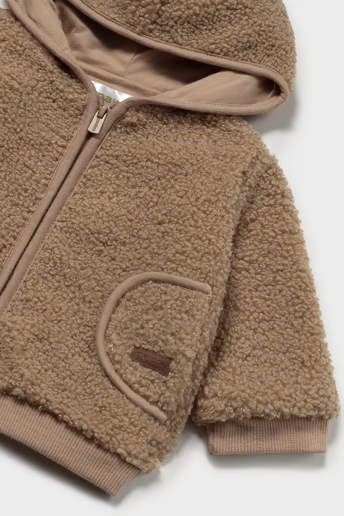 Chłopiec Mayoral Newborn Bluza rozpinana z kapturem dziecięca polarowa 2404.1J.Newborn.9BY2 brązowy