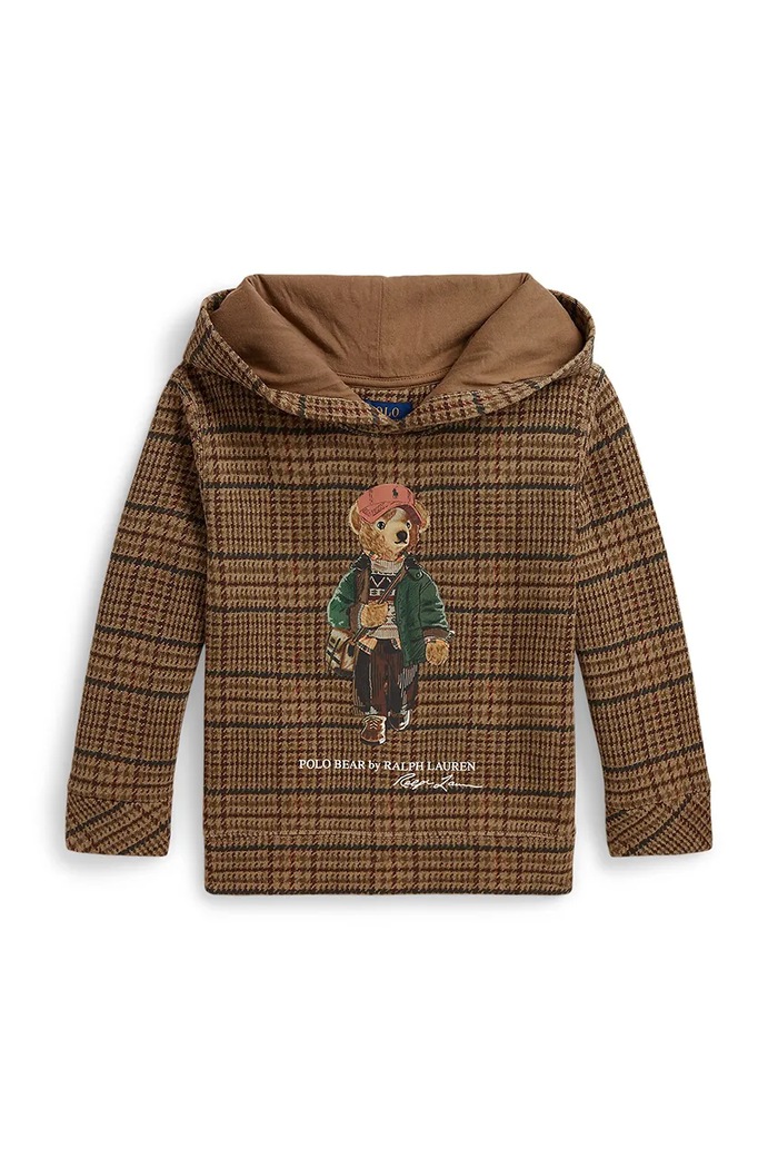 Polo Ralph Lauren dukserica sa kapuljačom za djecu s pamukom smeđa 322B27801001