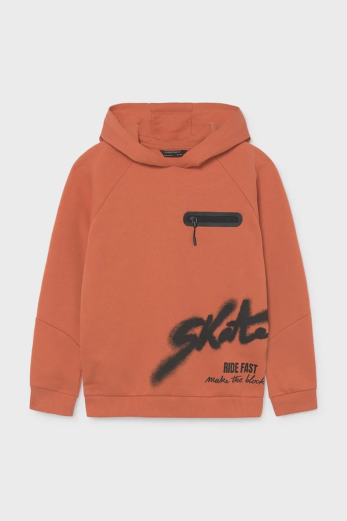 Mayoral суичър с качулка за деца с памук 7409.7E.Junior.9BY2 оранжев AW26