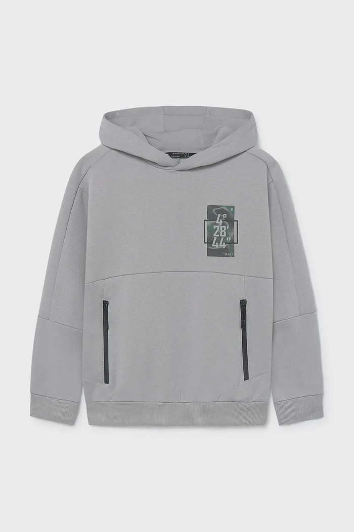 Mayoral кофта з капюшоном дитяча з бавовною 7408.7D.Junior.9BY2 сірий AW26
