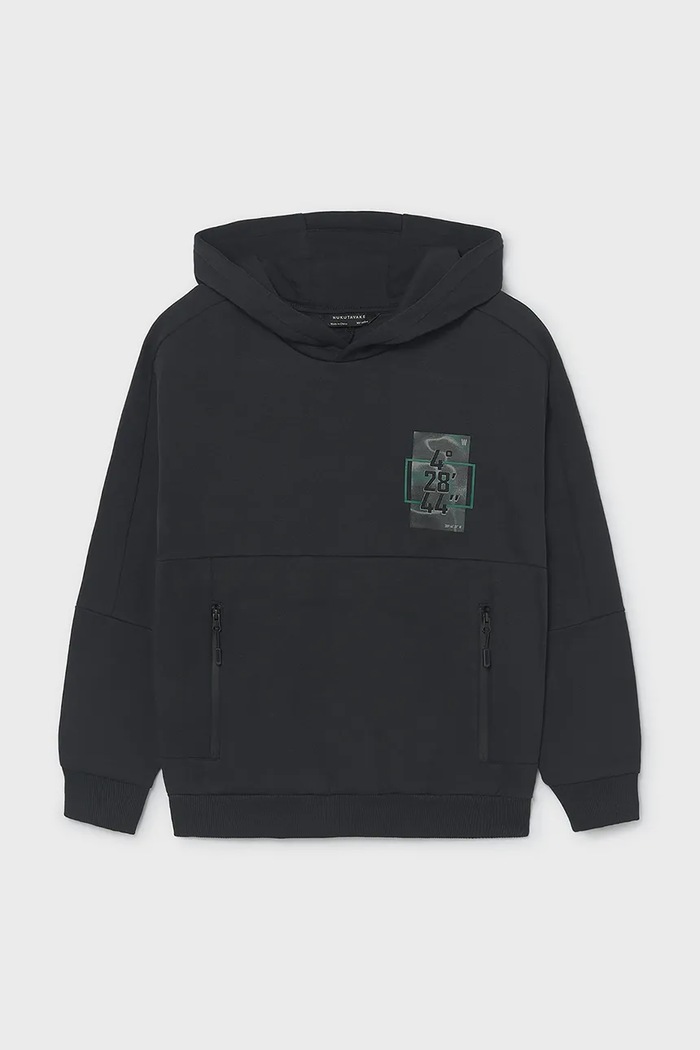Mayoral кофта з капюшоном дитяча з бавовною 7408.7D.Junior.9BY2 чорний AW26