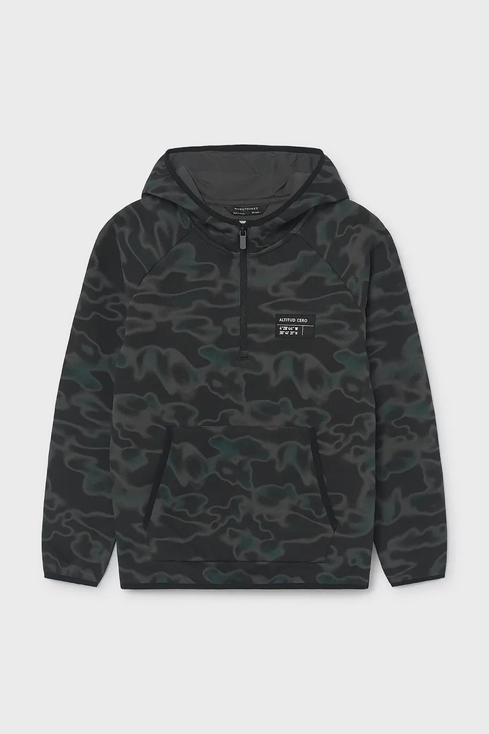 Mayoral кофта з капюшоном дитяча з бавовною 7407.7D.Junior.9BY2 чорний AW26