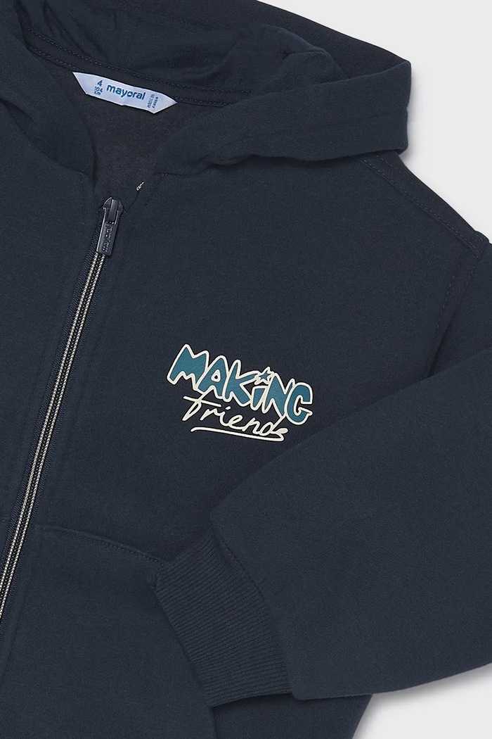 Chłopiec Mayoral bluza z kapturem dziecięca z bawełną 4477.5J.Mini.9BY2 granatowy