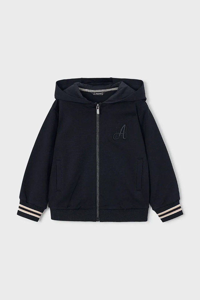 Mayoral Bluza rozpinana z kapturem dziecięca z bawełną czarny 4476.5H.Mini.9BY2