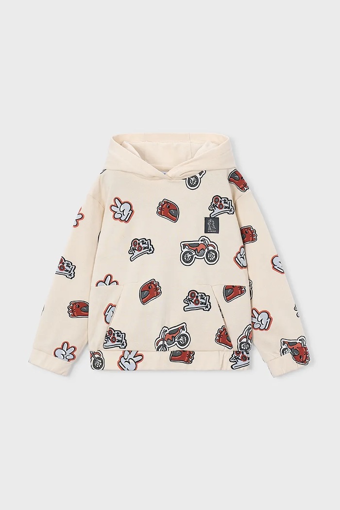 Mayoral кофта з капюшоном дитяча з бавовною 4458.5D.Mini.9BY2 бежевий AW26