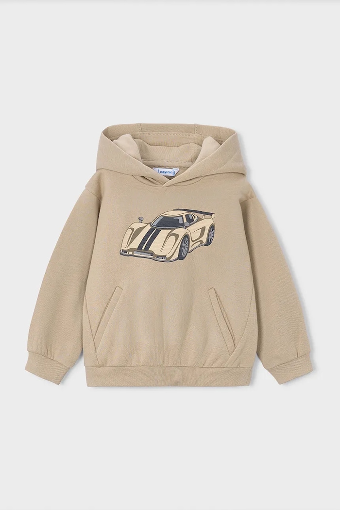 Mayoral Bluza z kapturem dziecięca bawełniana z elastanem beżowy 4455.5A.Mini.9BY2