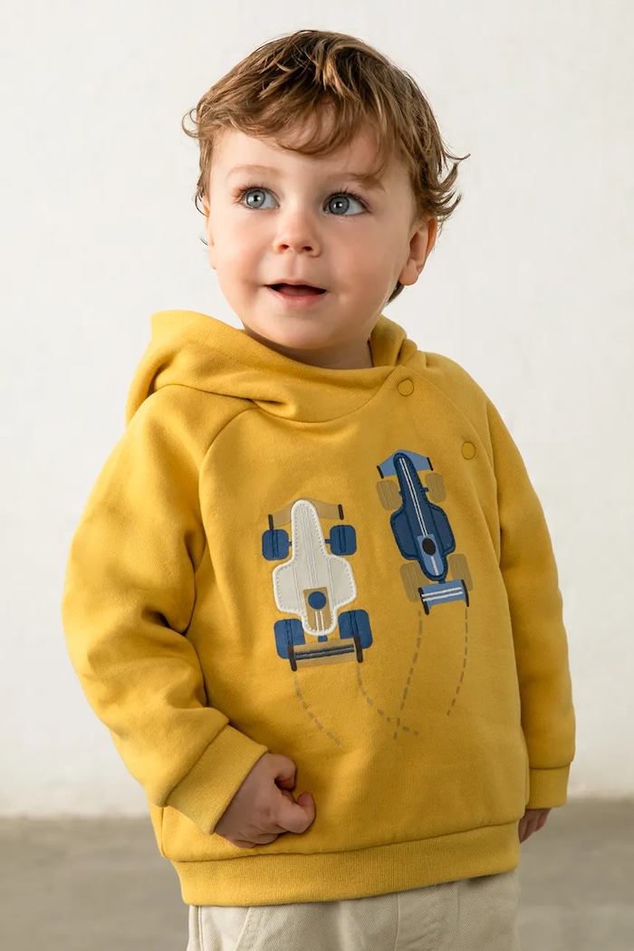 Mayoral mikina s kapucňou detská s bavlnou žltá 2417.3B.Baby.9BY2