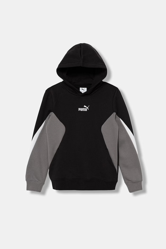 Puma bluza z kapturem dziecięca z bawełną ESS BLOCK Hoodie FL B czarny 694735