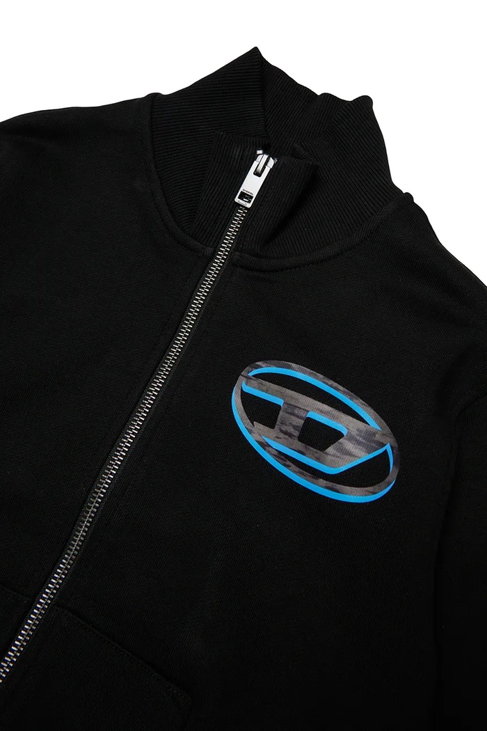 Diesel bluza rozpinana dziecięca bawełniana SVELLYZIP OVER SWEAT-SHIRT czarny J02966.0GEAD