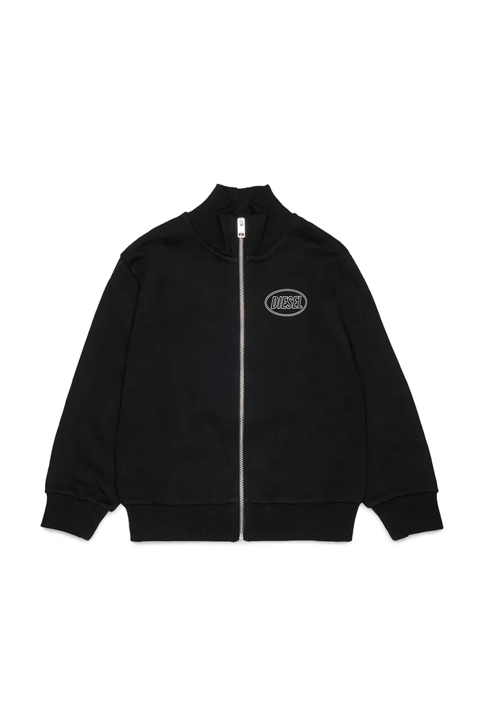 Diesel bluza rozpinana dziecięca bawełniana SCIRCLEZIP OVER SWEAT-SHIRT czarny J02613.0GEAD