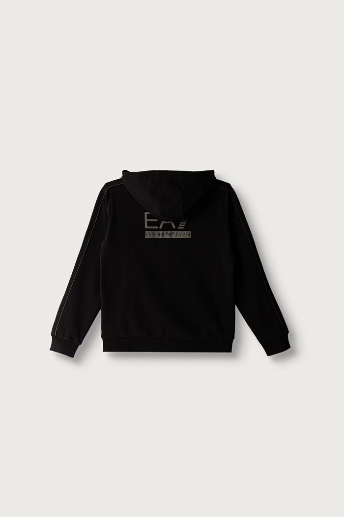 EA7 Emporio Armani Bluza rozpinana z kapturem dziecięca z bawełną 7B000358.AF10368 czarny AW26