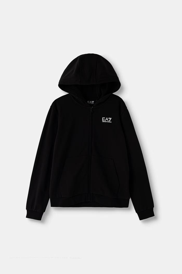 EA7 Emporio Armani кофта с капюшоном для детей с хлопком чёрный 7B000162.AF10368