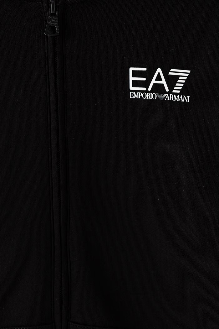 Мальчик EA7 Emporio Armani кофта с капюшоном для детей с хлопком 7B000162.AF10368 чёрный