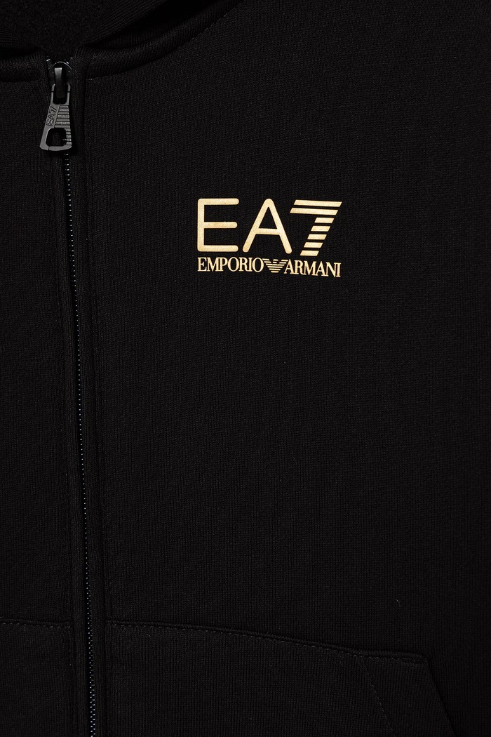 Chłopiec EA7 Emporio Armani bluza z kapturem dziecięca z bawełną 7B000162.AF10368 czarny