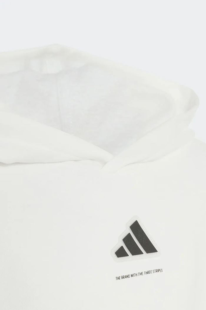 Dečki adidas pulover s kapuco otroški z bombažem KX2476 bela