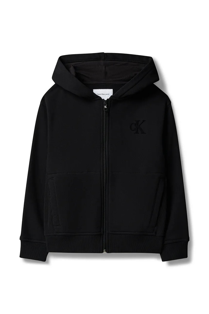 Calvin Klein Jeans bluza rozpinana z kapturem dziecięca z bawełną LVCKTJB48B.128.176.9BY2 czarny AW26