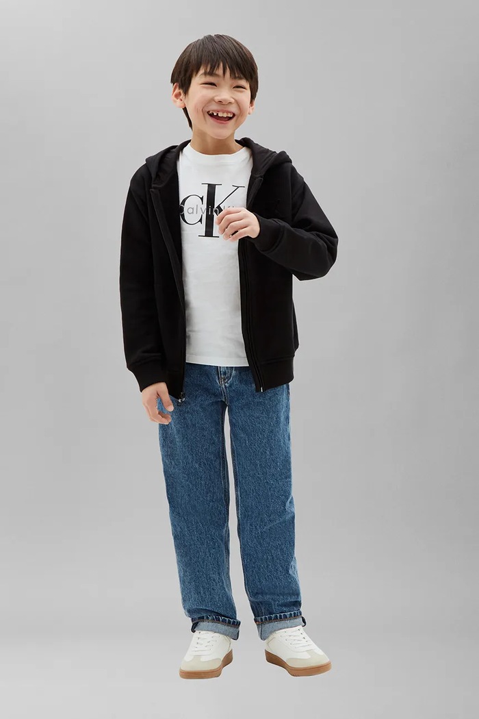 Chłopiec Calvin Klein Jeans bluza rozpinana z kapturem dziecięca z bawełną LVCKTJB48B.128.176.9BY2 czarny