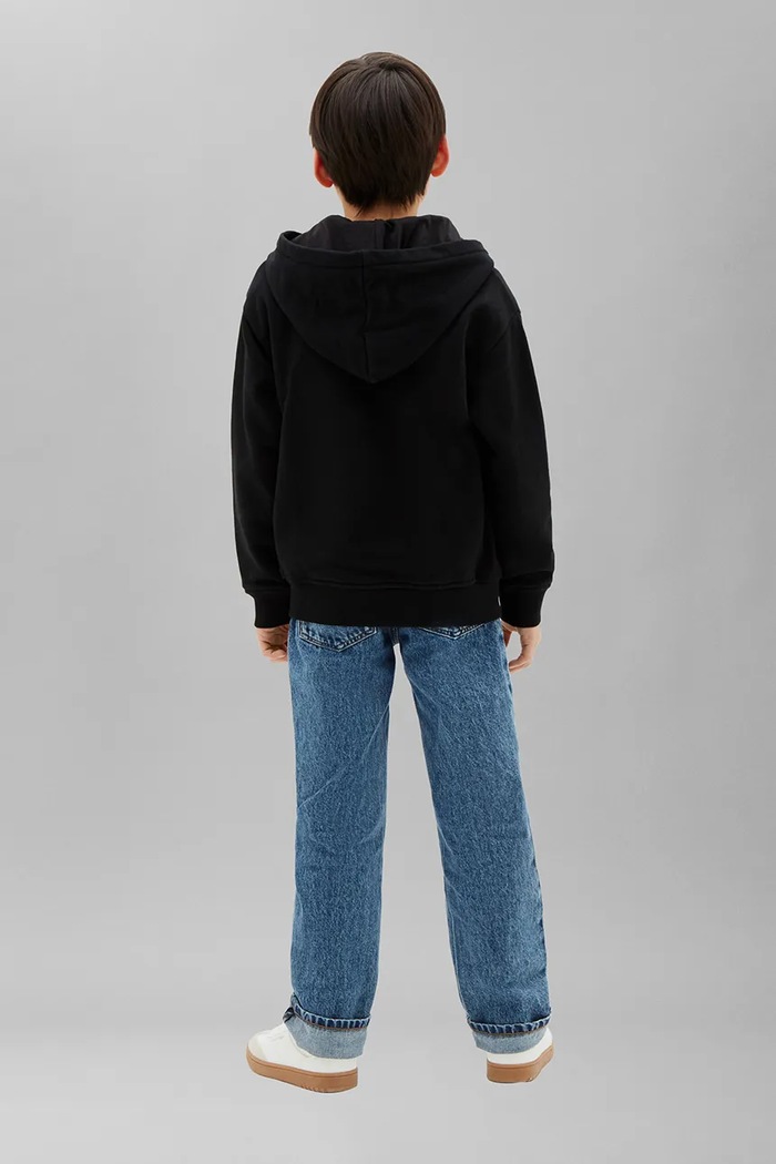 Calvin Klein Jeans bluza rozpinana z kapturem dziecięca z bawełną czarny LVCKTJB48B.128.176.9BY2
