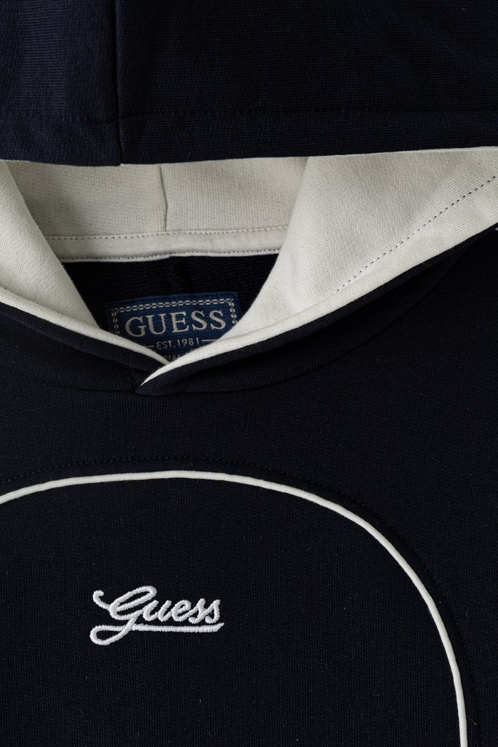 Chłopiec Guess bluza z kapturem dziecięca bawełniana L6YQ09.K4052.9BY2 granatowy
