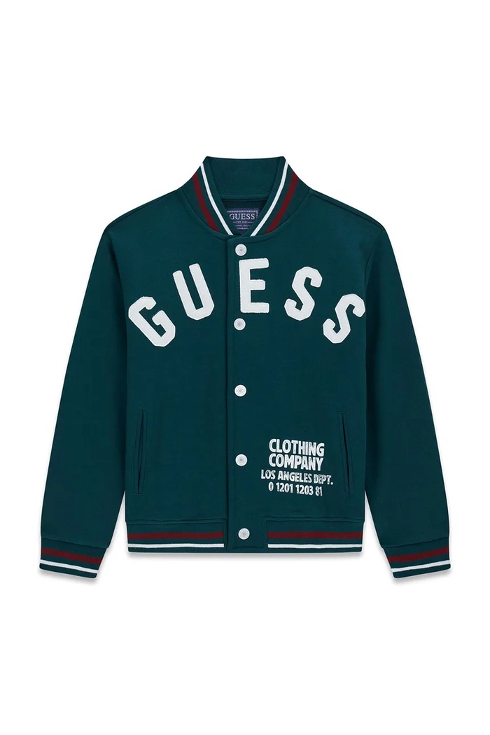 Guess bluza rozpinana dziecięca z bawełną L6YQ03.K4013.9BY2 zielony AW26