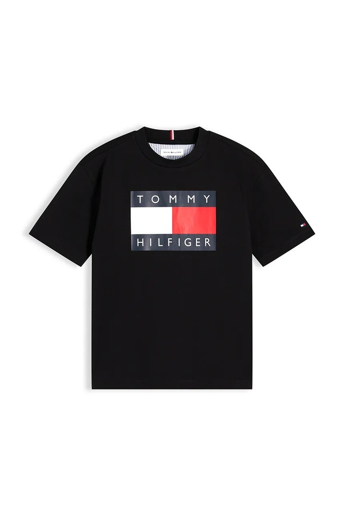 Tommy Hilfiger T-shirt dziecięcy bawełniany KB0KB10340.128.176.9BY2 czarny AW26