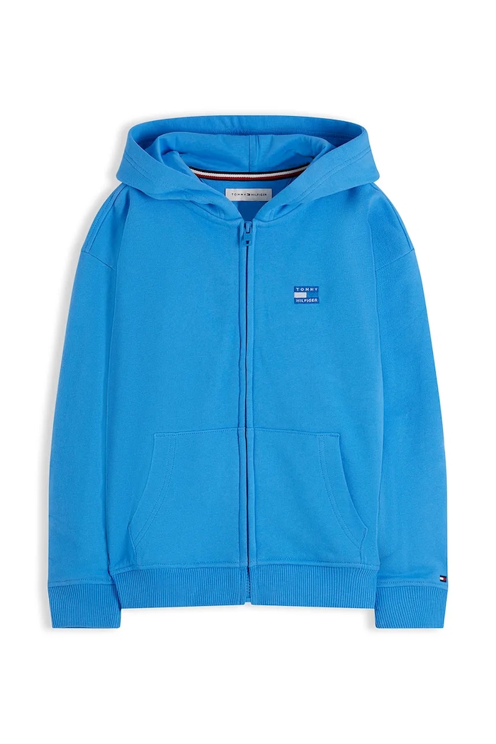 Tommy Hilfiger mikina na zips s kapucňou detská bavlnená KB0KB10553.128.176.9BY2 modrá AW26