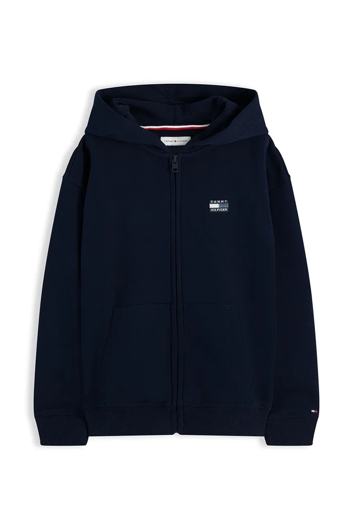 Tommy Hilfiger μπλούζα με κουκούλα και κουμπιά παιδική βαμβακερή KB0KB10553.128.176.9BY2 σκούρο μπλε AW26
